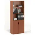 Стеллаж БАНГА-26, вишня, с дверками и отрытой полкой, (ВхШхГ) 177,2х69,8х32,6 см, ЛДСП