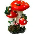 Садовая фигурка для сада и дачи Гриб тройной с тремя лягушками H-30см, L-24см