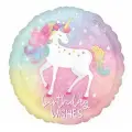 Шар фольгированный 18 Birthday wishes «Единорог спящий», круг