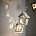 Светодиодная гирлянда на батарейках Домики 1.85 м, теплые белые LED лампы, таймер, IP20, Boltze, 2049379