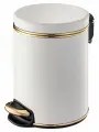 Ведро для мусора с педалью экокожа белая, кант золото, 5л Geralis