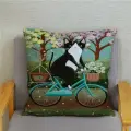 Подушка декоративная Кот Коржик в саду на велосипеде 40х40 велюр