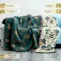 Покрывало Птицы, муслин, 230x250 см, двухстороннее, хлопок 100%, цвет бежевый/зеленый