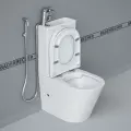 Унитаз-компакт 3 в 1 (Комбоунитаз) с гигиенической лейкой и с раковиной на бачке BADENBECHER 8574ABRLW крышка микролифт в комплекте