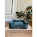 Лежанка со съёмным чехлом Pets Parking, S (65x50 см), для кошек и собак, велюр, гипоаллергенный холлофайбер, темно-зеленая
