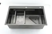 Кухонная мойка с коландером Gappo GS7246-6 черная, нержавеющая сталь