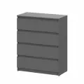 Комод SV-Мебель Денвер (4 ящика), Графит серый, ЛДСП