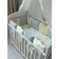 Бортики в кроватку для новорожденных Вязаные истории, 12 подушек, в прямоугольную 120*60 см и овальную 125*75 см, сатин