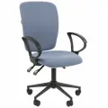Офисное кресло CHAIRMAN 9801 BLACK, ткань, голубой с отклонением спинки