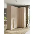 Угловой шкаф для одежды распашной с ящиками и антресолью, Принцесса Мелания, Кашемир, 2600х2100х1300мм