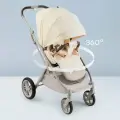 Коляска прогулочная детская Happy Baby Luna 360, реверсивный блок 360 градусов, бежевая с цветами
