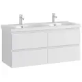 Тумба подвесная SanStar Riana 125 с раковиной Гармония 125 (комплект) для ванной комнаты, белая