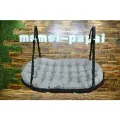 Подвесные качели, качели садовые, диван 155х105х15см, качели для дачи, уличные качели черный-светло серый
