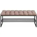 Банкетка в прихожую RUBY, черная, Mocco, каретная стяжка, 1100х400х450