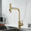 Смеситель для кухни с выдвижным изливом SHEVANIK S263G золотой сатин