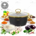 Кастрюля эмалированная 4,5 л с крышкой 24 см для газовых, электрических и индукционных плит, цвет графит с золотом