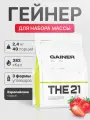 THE 21 Gainer Гейнер Клубника /Спортивное питание для набора массы веса медленными быстрыми углеводами, 2,4кг