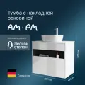 Тумба с раковиной в ванную AM.PM Func 80 см, белый глянец, накладная раковина 45 см