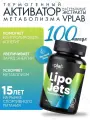Жиросжигатель Vplab LipoJets, для похудения, энергии и обмена веществ, женьшень и зелёный чай, 100 капсул