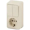 2-706-02 Intro Блок розетка+выключатель двойной вертикальный 10(16)А-250В, IP20, ОУ, Quadro, слоновая кость
