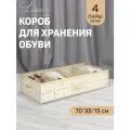 Кофр для хранения обуви со съемными перегородками, 4 секции, 70*35*15 см, LINE SUN