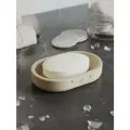 Мыльница для ванной и кухни Astrid из бетона, овальная, кремовая матовая