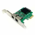 Сетевая карта Realtek RTL8111F 2 LAN порта, 1000 Мбит, PCI-E x1, RJ-45, зеленая