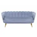 Прямой дизайнерский диван ракушка, Pearl triple blue, интерьерный, синий с черными ножками