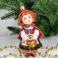 Irena-Co елочная игрушка, стекло Девочка в бирете (11,5х7х5,5см)