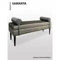 Банкетка BORDADO SAMANTA, мебельная фанера, велюр/шенилл, цвет коричневый, съемные валики.