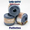Пряжа Lana Gatto Paillettes// пряжа для вязания с пайетками// Полиэстер: 100% Цвет: 8604, Синий (3 мотка)