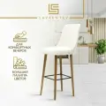 Барный стул высота 75 см Fusion Standart F01, стулья барные букле цвет белый, мягкий на дубовых ножках