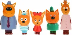 Набор игрушек для купания Три Кота: Коржик, Карамелька, Компот, Папа Кот, Мама Кошка