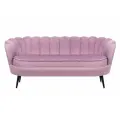 Прямой дизайнерский диван ракушка, Pearl triple pink, розовый с черными ножками
