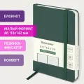 Бизнес-блокнот / записная книжка мужской / женский Малый Формат А6 (93х140 мм) Brauberg Ultra, балакрон, 80 г/м2, 96 л, клетка, темно-зеленый, 113055
