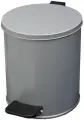 Ведро мусорное с педалью 15 литров, усиленное, серое, оцинкованная сталь, титан
