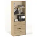 Стеллаж БАНГА-36, дуб сонома, с ящиками и открытой полкой, (ВхШхГ) 177,2х69,8х32,6 см, ЛДСП
