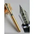 Перьевая ручка 750 золотистый. Корпус металл. Китай. Перо открытое М (0.5 мм). Заправка поршнем.