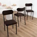Стулья для кухни SANYAK комплект 3 шт мягкие со спинкой для обеденной зоны, велюр, Коричннвый