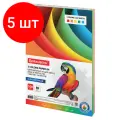 Комплект 5 шт, Бумага цветная BRAUBERG, А4, 80 г/м2, 100 л, (5 цветов х 20 л.), интенсив, для офисной техники, 112461