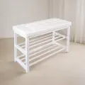 Банкетка для прихожей с мягким сиденьем и полками под обувь, нагрузка 200 кг