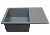 Кухонная мойка мраморная GranAlliance графит матовая прямоугольная 645х505 без сифона