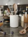 Кухонный стакан Chloe, подставка для столовых приборов, 10х13,5 см, бетон, белый глянцевый