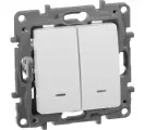 Механизм выключателя Legrand 2-кл. СП Etika 10А IP20 с подсветкой, белый Leg комплект 2 шт, 672204/2