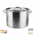 Кастрюля с крышкой 30 литров из нержавеющей стали широкая AISI304 с ТРС (тройное дно) для индукции