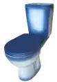 Напольный унитаз-компакт РИО синий горизонтальный выпуск 2-х режимная арматура с сиденьем