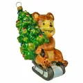 Елочная игрушка Мишка на санках с елкой