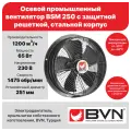 Промышленный осевой вентилятор BVN BSM 250, с защитной решеткой, 1200 м3/час, 230 В, 65 Вт, корпус и крыльчатка из листовой стали