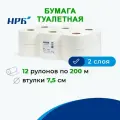 Туалетная бумага 2 слоя 12 рулонов по 200 м, втулка 7,5 см НРБ Premium 210226