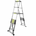 Лестница-стремянка телескопическая алюминиевая двухсекционная (5.0+5.0м,13+13ступенек, max нагрузка 150кг, вес 27.0кг)